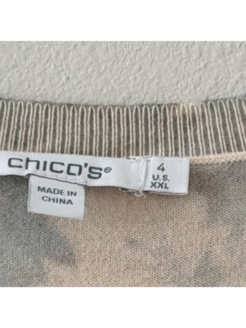 Chicos sweater Sz XXL Floral Print Lightweight Beige Sweater Short Sleeve Rayon - Picture 3 of 12
